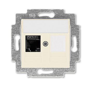 ABB EPJ Levit слоновая кость / белый Розетка компьютерная RJ45 кат,6+заглушка, слоновая кость 2CHH296117A6017