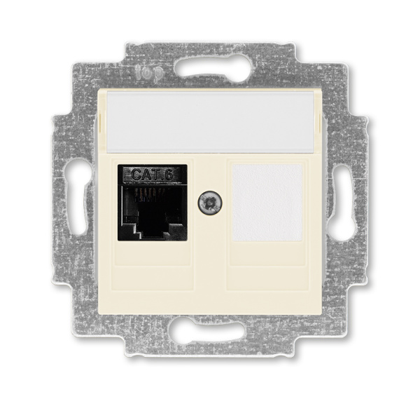 ABB EPJ Levit слоновая кость / белый Розетка компьютерная RJ45 кат,6+заглушка, слоновая кость 2CHH296117A6017