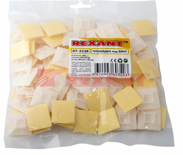 Купить Площадка под винт самоклеящаяся 28 х 28 мм 100 шт Rexant 07-2228