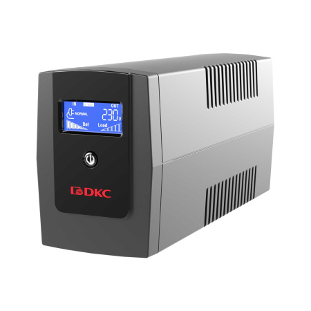 DKC Линейно-интерактивный ИБП ДКС серии Info LCD, 600 ВА/360 Вт, 1/1, 3xIEC C13, USB + RJ45, LCD, 1x7Aч INFOLCD600I
