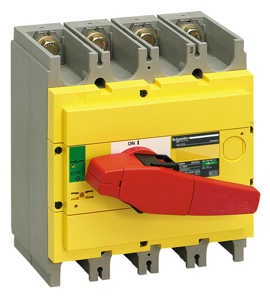 Купить SE Compact INS/INV Выключатель-разъединитель INS630 4P красная рукоятка/желтая панель 31135