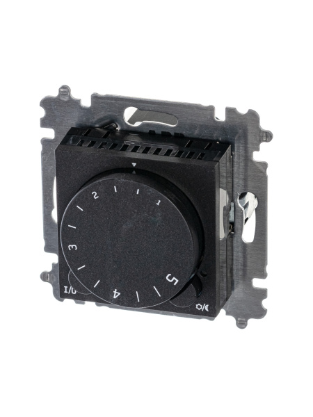 ABB EPJ Levit антрацит / дымчатый чёрный Терморегулятор универсальный, с поворотной ручкой, 16A, антрацит/дымчатый чёрный 2CHH920003A6063