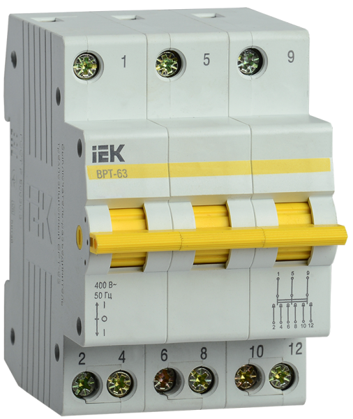 Купить IEK KARAT Выключатель-разъединитель трехпозиционный ВРТ-63 3P 40А