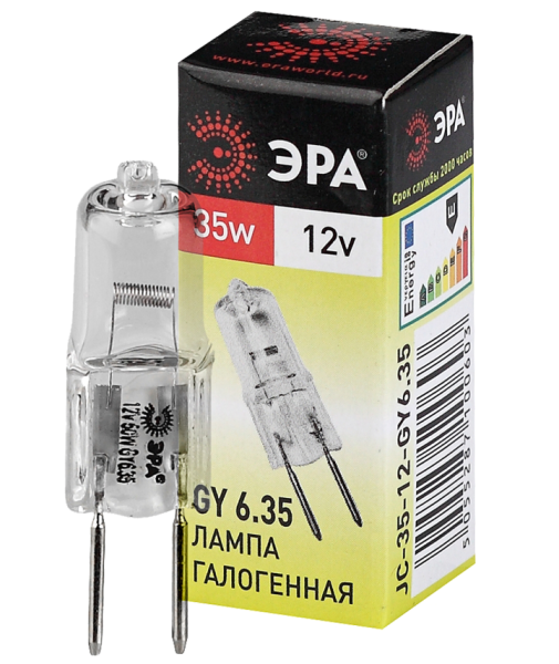 ЭРА Лампочка галогенная Б0062056 Лампочка галогенная GY6.35-JC-35W-12V GY6.35 35Вт капсула теплый белый свет LM