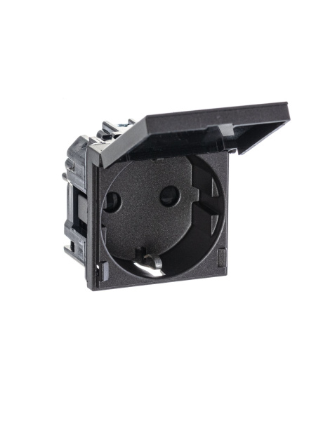 Купить ABB NIE Zenit Антрацит Розетка с/з с защитными шторками с крышкой 2 мод 2CLA228810N1801