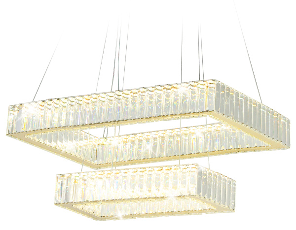 Ambrella Подвесная светодиодная люстра с хрусталем TR5007/2 GD/CL золото/прозрачный 90W 3000K/4200K/6400K 600*400*950 (Без ПДУ)