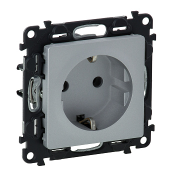 Legrand Valena LIFE DIY Алюм Розетка 1-ая с/з, безвинт.зажим 753621