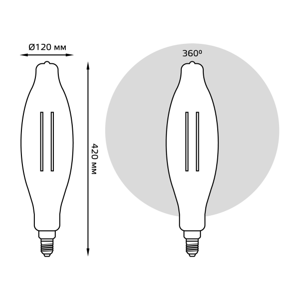 Купить Gauss Лампа Filament BT120 6W 780lm 2400К Е27 golden straight LED 155802008