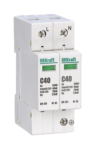 Купить Dekraft Ограничитель перенапряжений 1P+N 40кА класс C 440В