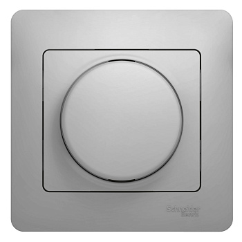 Systeme Electric Glossa Алюминий Светорегулятор (диммер) поворотный, 300Вт (в сборе с рамкой)