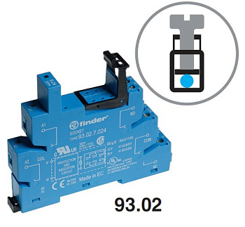 Finder Розетка с винтовыми клеммами (с зажимной клетью) для реле 41 серии; питание 60В DC; в комплекте пластиковая клипса; опции: LED 93027060