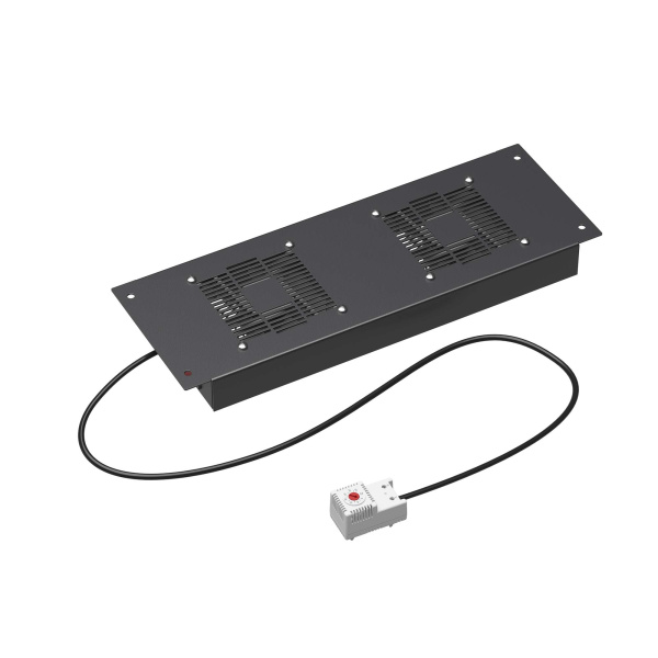 DKC Потолочный модуль 2 вентилятора с термостатом для крыши навесных и напольных 19" IT-корпусов ДКС серии STI/CQE шириной 600мм,RAL9005