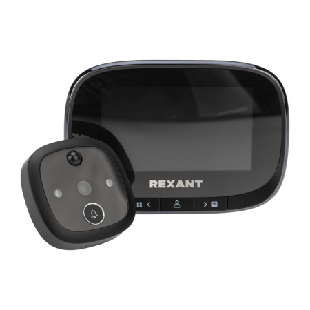 Видеоглазок дверной REXANT (DV-115) с цветным LCD-дисплеем 4.3" с функцией записи фото/видео по движению, встроенный звонок, ночной режим работы 45-1115