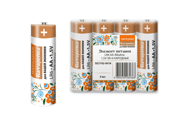 TDM Элемент питания LR6 AA Alkaline 1,5V SR-4 Народный SQ1702-0018