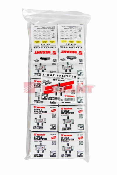Купить Делитель ТВ х 2 + 3шт. F "BOX" 5-1000 МГц "Silver" Rexant 05-6101