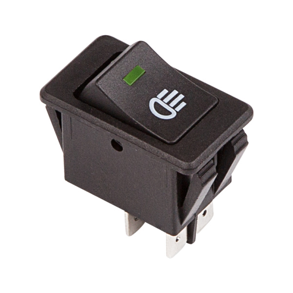 Выключатель клавишный 12V 35А (4с) ON-OFF с зеленой LED подсветкой Rexant 36-4441