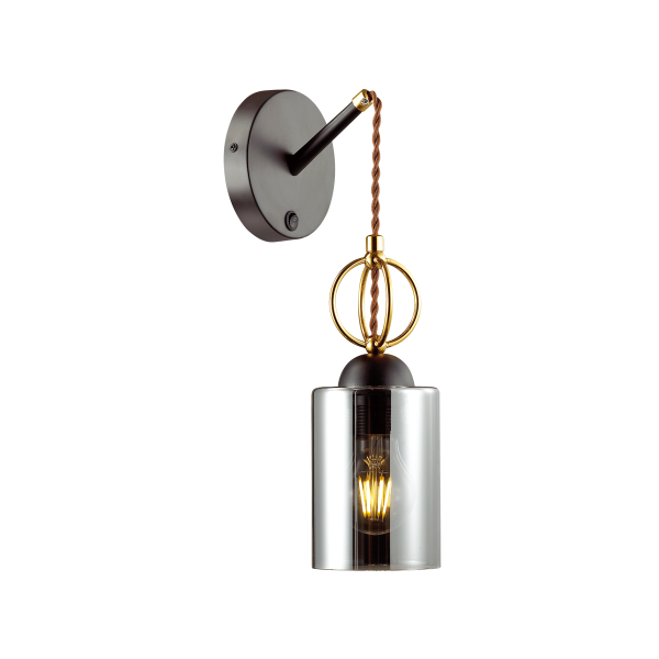 Купить Odeon Light 4657/1W ODL20 575 черный/золотой/дымчатый Бра с выкл. E27 60W 220V OPIKA