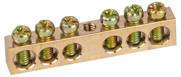 ЭРА Шина ЭРА NO-122-13 PEN земля-ноль 6х9мм 6/1 латунная с креплениями по центру