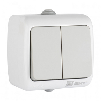 EKF PROxima Мурманск Выключатель 2-клавишный 10А IP54 серый