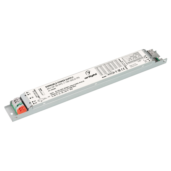 Arlight, Блок питания ARJ-SP-50-PFC-1-10V-DALI2-PD (50W, 12-73V, 0.6-1.2A) (IP20 Пластик, 5 лет) 036289