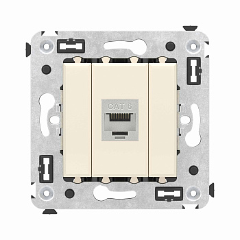 DKC Компьютерная розетка RJ-45 без шторки в стену, кат.6 одинарная экранированная, "Avanti", "Ванильная дымка"