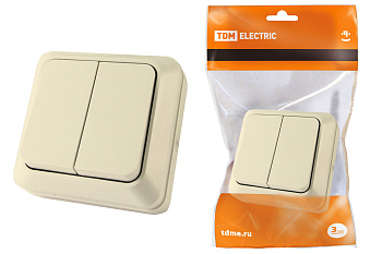 TDM Выключатель 2-кл. открытой установки IP20 10А, сл. кость "Ладога" SQ1801-0004