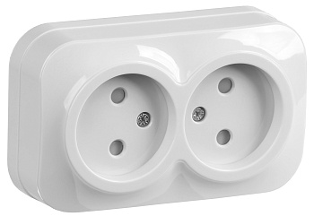 IEK GLORY РСш22-2-ХБ Розет. 2-ая без з/к с з/ш о/у 10А GLORY белый