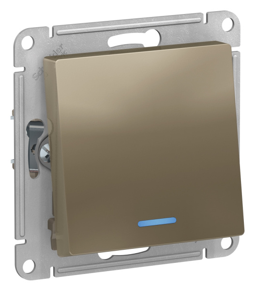 Купить Systeme Electric AtlasDesign Шампань Переключатель 1-клавишный с подсветкой, сх.6а, 10АХ, механизм