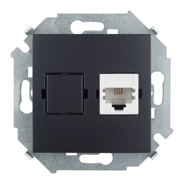 Купить Simon 15 Графит Розетка телефонная RJ11, винт. зажим 1591480-038