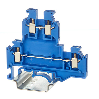 DKC Nuputuk Клемма двухуровневая, винтовой зажим, 4 точки подключения, 2.5 кв.мм, синяя