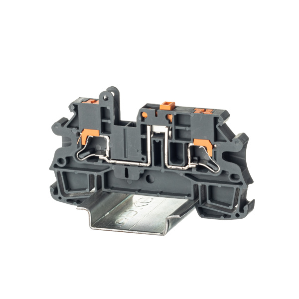 DKC Nuputuk Клемма расцепительная, зажим push-in, 2 точки подключения, 4 кв.мм, серая