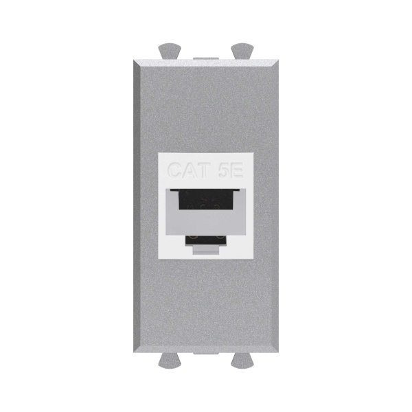 DKC Компьютерная розетка RJ-45 без шторки модульная, кат.5е, "Avanti", "Закаленная сталь", 1 модуль