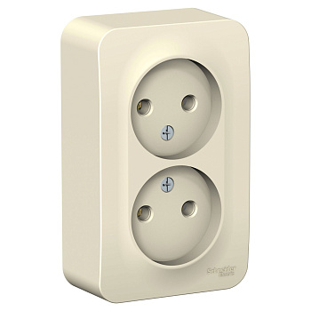 Systeme Electric Blanca наруж Молочная Розетка 2-ая б/з без шторок 16А, 250В, изолир. пластина