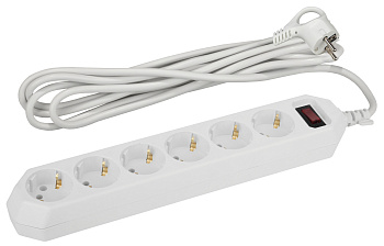 ЭРА USF-6es-1,5m-W-BOX Белый Сетевой фильтр базовая защита, с/з, с выключателем, 6гн, 1,5м, ПВС, 10А