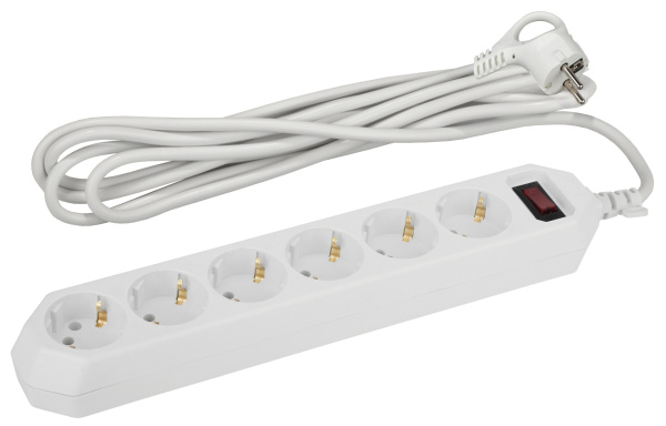 ЭРА USF-6es-1,5m-W-BOX Белый Сетевой фильтр базовая защита, с/з, с выключателем, 6гн, 1,5м, ПВС, 10А