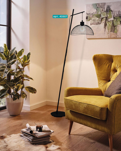 Купить Eglo 43307 Торшер POMPEYA, 1X60W(E27), сталь, черный