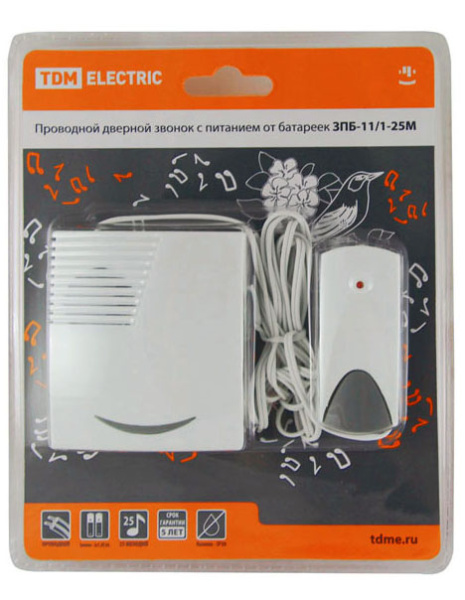 Купить TDM Звонок ЗПБ-11/1-25М (пров., бат.) SQ1901-0014