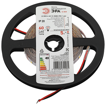 ЭРА Светодиодная лента ЭРА LS2835 6-60-12-3500K-IP20-1 year-5m нейтральный белый свет