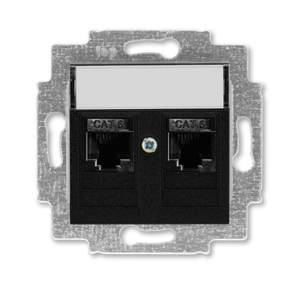 ABB EPJ Levit антрацит / дымчатый чёрный Розетка компьютерная, 2хRJ45 кат,6, антрацит 2CHH296118A6063