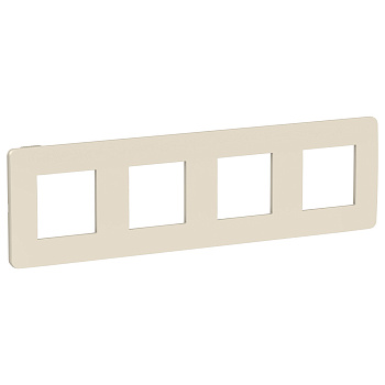 SE Unica Studio Бежевая/Бежевая Рамка 4-ная NU280844
