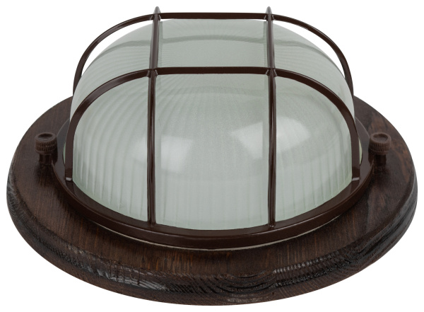 ЭРА НБО 03-60-022 Светильник Кантри дерево/стекло решетка IP54 E27 max 60Вт D220 круглый клен