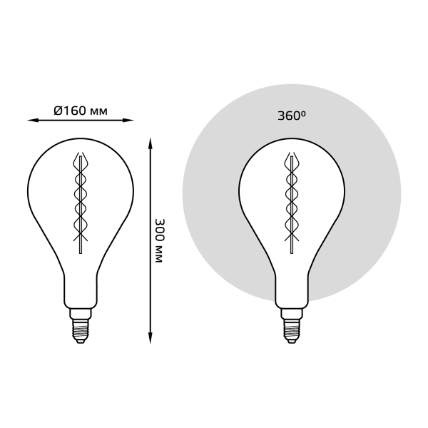 Купить Gauss Лампа Filament А160 8W 620lm 2400К Е27 golden flexible LED 150802008