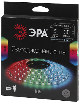 ЭРА 5055398613856 Лента светодиодная LS5050-30LED-IP65-RGB-5m
