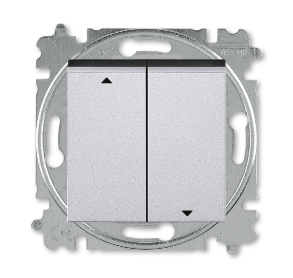 ABB EPJ Levit серебро / дымчатый чёрный Выключатель жалюзи 2-кл, без фиксации 2CHH598845A6070