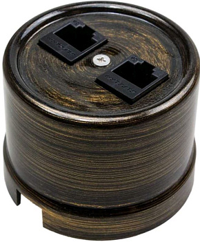 BIRONI Лизетта Пластик Бронза Розетка 2-ая RJ45 B1-302-25