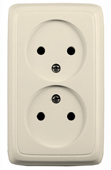 Hegel Альфа наруж Слоновая кость РА16-143-01 Розетка двойная с изол. пластиной
