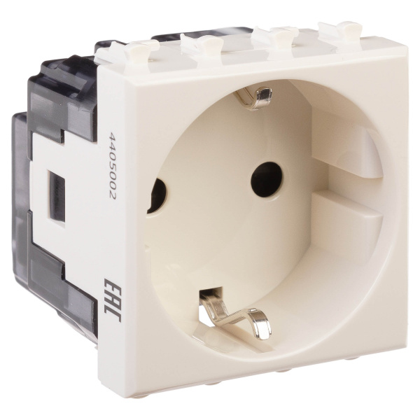 Купить DKC Розетка модульная, 2P+E, с з/ш, "Avanti", "Ванильная дымка", 2 модуля