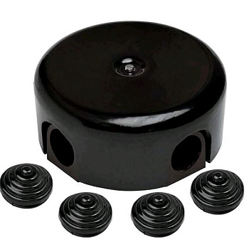 BIRONI Лизетта Керамика Черный Распред.коробка 78*30мм (4 ввода в комплекте) B1-521-03-K