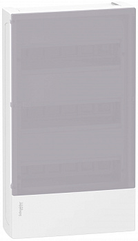 SE RESI9 MP (Mini Pragma) Бокс навесной с дымчатой дверью 3 ряда/36 модулей, IP40, IK07, 63А, 2 клеммы, Италия MIP12312T