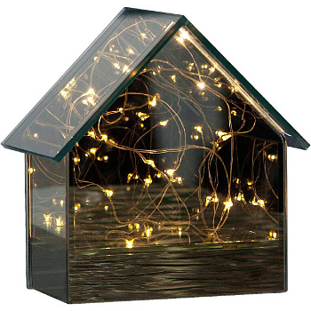 Eglo 062-83 Светильник MIRROR HOUSE 15X0,045W (LED), 4,5V, 14х14,5см, стекло, черный-прозрачный, 3x АА (н